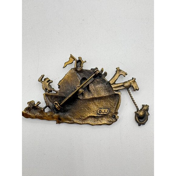 Vintage JJ Jonette Noah's Ark Boat Fun Comical Brooch - Picture 5 of 5
